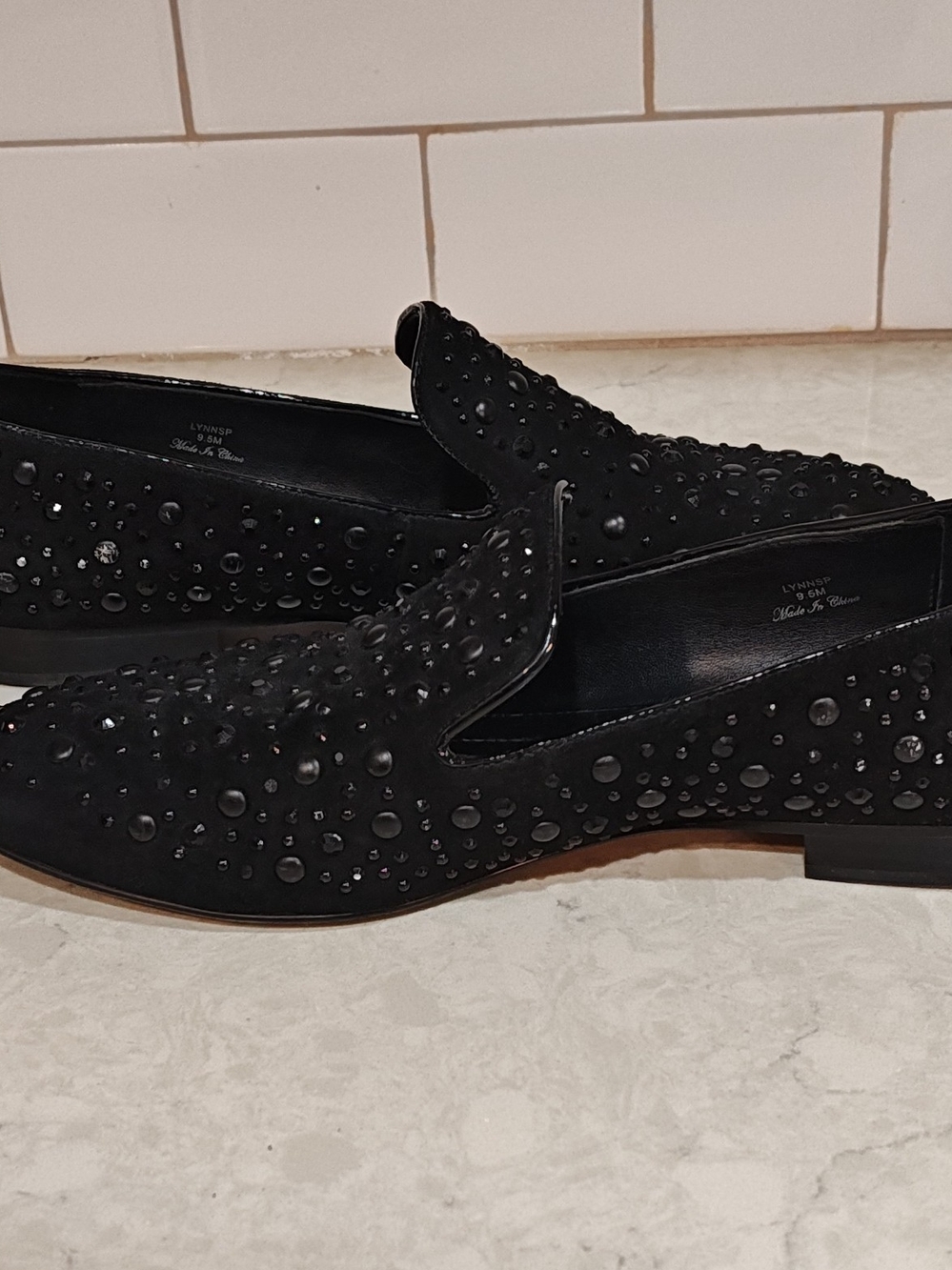 Donald Pliner Black Flat Loafers Studded 9.5